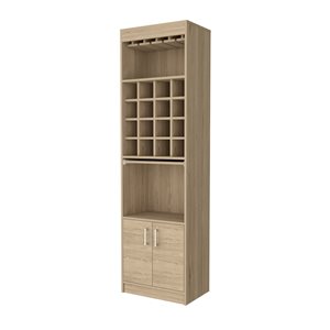 FM Furniture Kabul Kava Light Pine 16-Bottle Wood Wine Cabinet