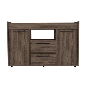 FM Furniture Ilumina Dark Walnut 0-Bottle Wood Wine Cabinet