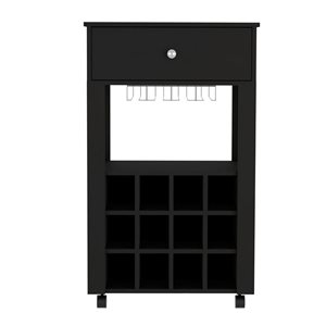 FM Furniture Ace Black 12-Bottle Composite Wine Cabinet