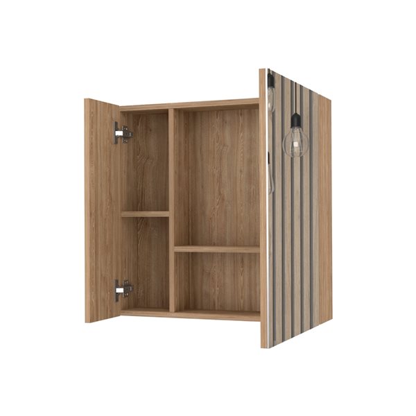 FM Furniture Aria 23.6-in x 23.6-in Recessed Pine Rectangle Medicine Cabinet