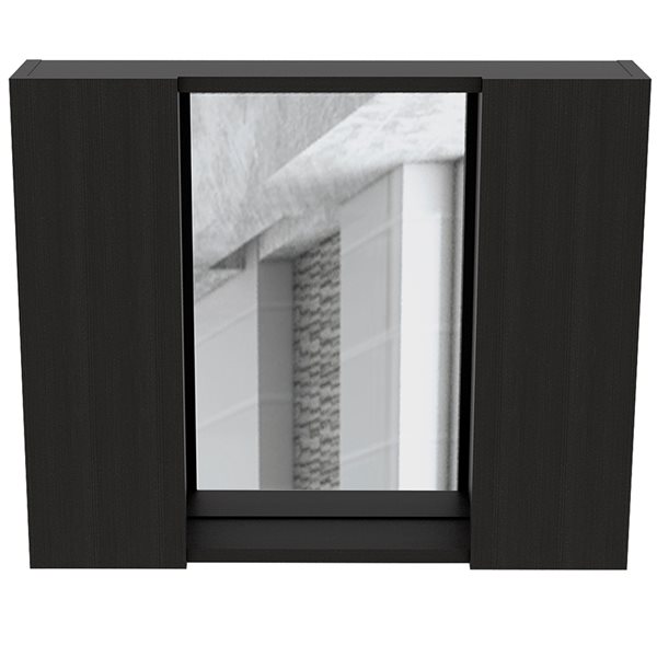 FM Furniture Draco 23.6-in x 19.5-in Recessed Black Mirrored Rectangle Medicine Cabinet