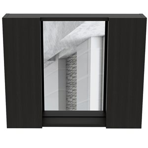 FM Furniture Draco 23.6-in x 19.5-in Recessed Black Mirrored Rectangle Medicine Cabinet