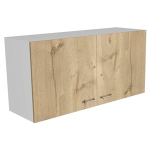 FM Furniture Oklahoma 39.3-in x 19.3-in x 12.6-in White/Light Oak 2-Door Wall Cabinet