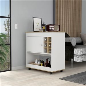 FM Furniture Texas Light Oak/White 6-Bottle Composite Wine Cabinet