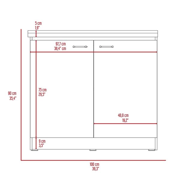 FM Furniture Oklahoma 39.3-in x 35.4-in x 20.5-in White/Light Grey Base Cabinet