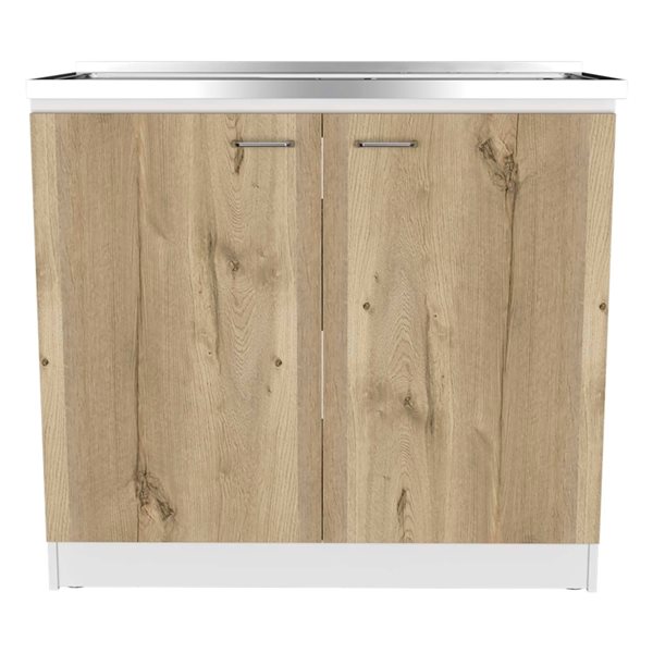 FM Furniture Oklahoma 39.3-in x 35.4-in x 20.5-in White/Light Grey Base Cabinet