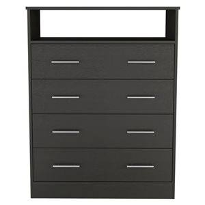 FM Furniture Lagos Black 4-Drawer Standard Dresser