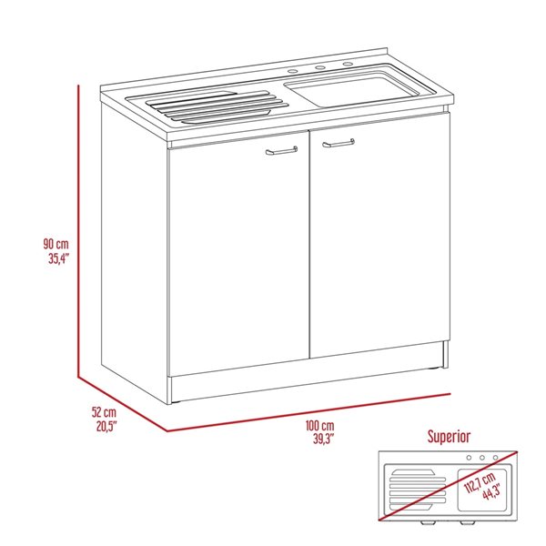 FM Furniture Oklahoma 39.3-in x 35.4-in x 20.5-in White/Smoky Oak Base Cabinet