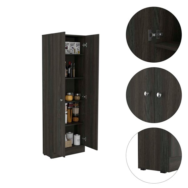 FM Furniture Virginia Espresso/Black Composite Kitchen Hutch