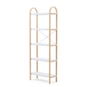 Étagère autoportante Bellwood par Umbra en bois blanc et naturel à 5 tablettes de 10,15 po p. x 24 po l. x 66,77 po h.