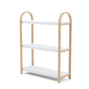 Umbra Bellwood 10.03-in D x 28.4-in W x 35.4-in H 3-Tier White and Natural Wood Freestanding Shelf