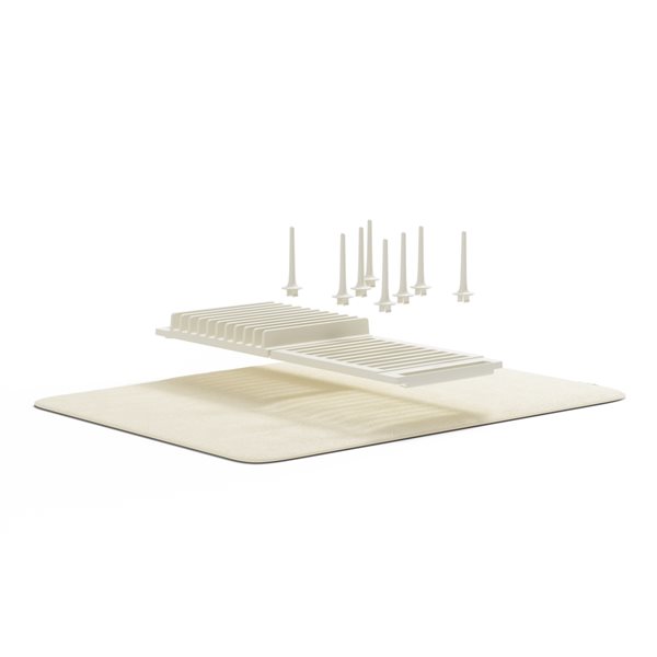 Umbra Udry 6.69-in W x 18.32-in L Off-White Plastic Dish Rack with Drying Mat