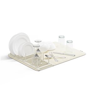 Égouttoir à vaisselle avec tapis de séchage Udry par Umbra en plastique blanc cassé de 6,69 po l. x 18,32 po L.