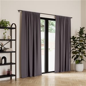 Umbra Twilight 95-in Charcoal Grey Polyester Blackout Curtain Panel Pair