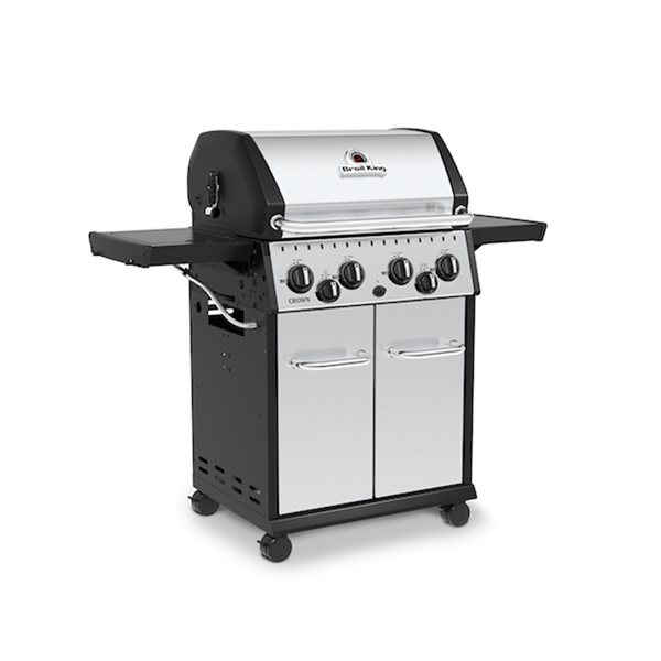 Broil King Crown S 490 Stainless Steel 4-Burner Liquid Propane Gas Grill with Side Burner and Rotisserie Burner