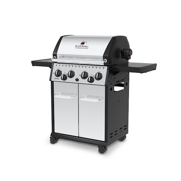 Broil King Crown S 490 Stainless Steel 4-Burner Liquid Propane Gas Grill with Side Burner and Rotisserie Burner