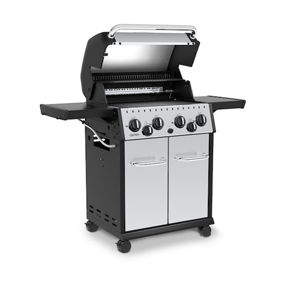 Broil King Crown S 490 Stainless Steel 4-Burner Liquid Propane Gas Grill with Side Burner and Rotisserie Burner