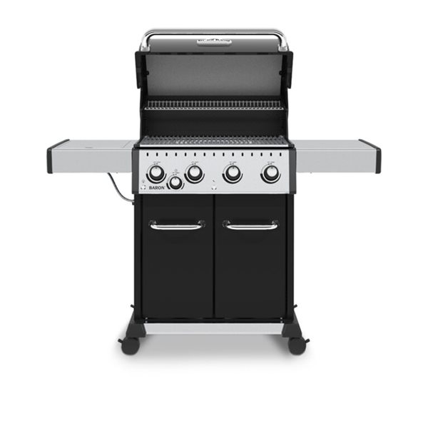 Broil King Baron 440 Pro Black 4-Burner Natural Gas Grill with Side Burner