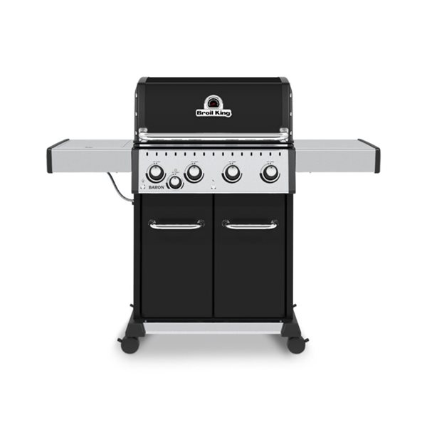 Broil King Baron 440 Pro Black 4-Burner Natural Gas Grill with Side Burner