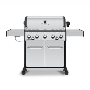 Broil King Baron S 590 Pro IR Stainless Steel 5-Burner Natural Gas Grill  Infrared Side Burner and Rotisserie Burner 45000 BTU