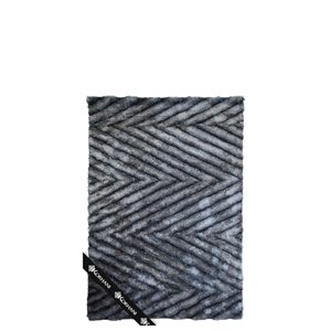 Tapis rectangulaire de 5 pi x 7 pi Thornbury par KORHANI Home à motif ligné noir et gris