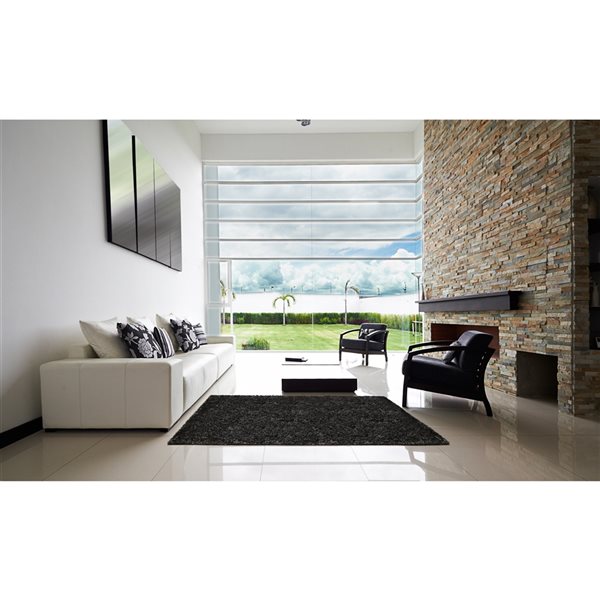 Starlite Calais 5-ft x 7-ft Black Rectangular Indoor Solid Rug