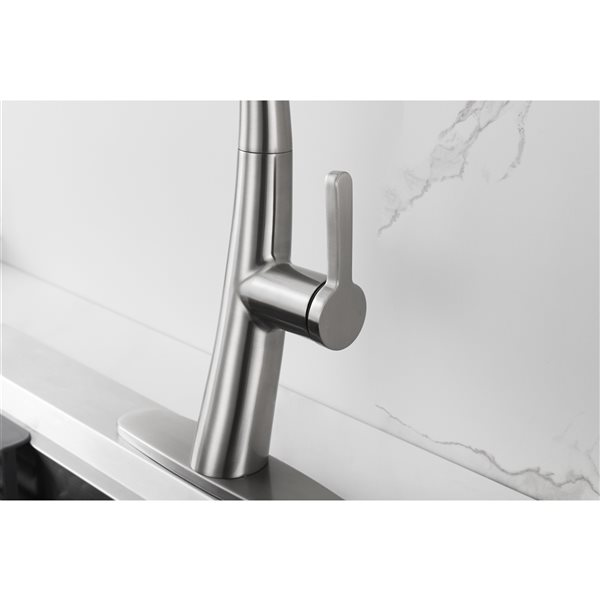 Westmount Waterworks Delfino Brushed Nickel 1-Handle Deck Mount Pull-Down Handle/Lever Kitchen Faucet with Deck Plate