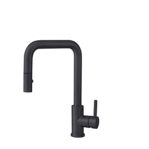 Stylish Rivo Matte Black 1-Handle Deck Mount High-Arc Handle/Lever Commercial/Residential Kitchen Faucet