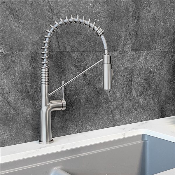 Stylish Tivoli Brushed Stainless Steel 1-Handle Deck Mount High-Arc Handle/Lever Commercial/Residential Kitchen Faucet