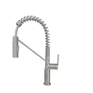 Stylish Tivoli Brushed Stainless Steel 1-Handle Deck Mount High-Arc Handle/Lever Commercial/Residential Kitchen Faucet