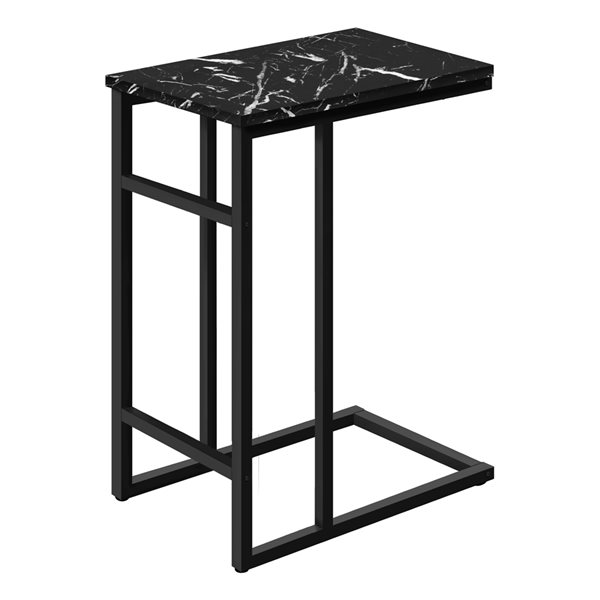 Monarch Specialties 18-in Black Marble-Look Composite Rectangular Accent Table