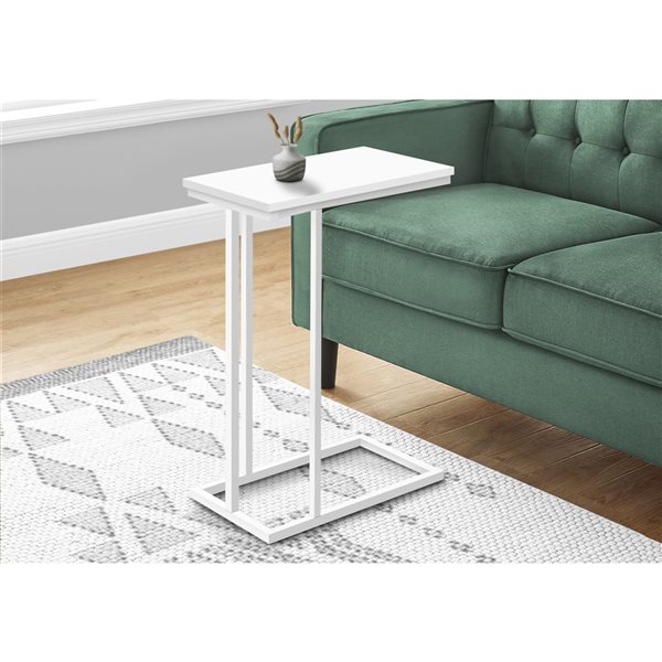 Table d'appoint rectangulaire en composite blanc par Monarch Specialties de 10,25 po