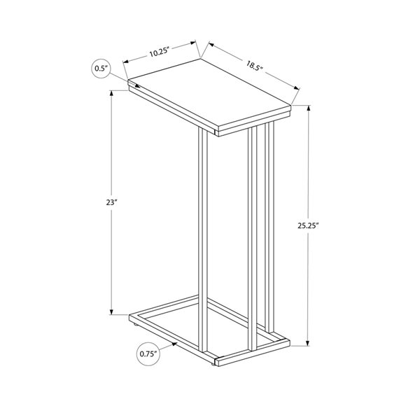 Table d'appoint rectangulaire en composite blanc par Monarch Specialties de 10,25 po