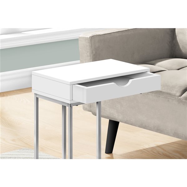 Monarch Specialties 15.75-in White Composite Rectangular Side Table