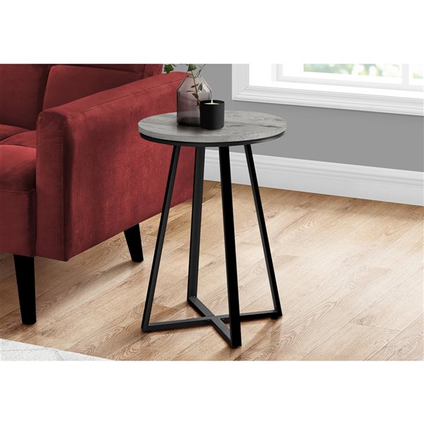 Monarch Specialties 15.75-in Grey Composite Round Accent Table