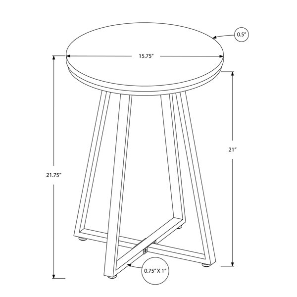 Monarch Specialties 15.75-in Dark Taupe Composite Round Accent Table