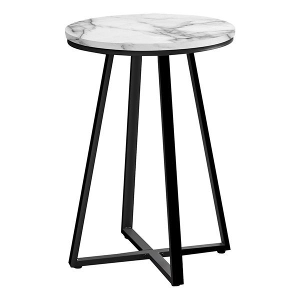 Monarch Specialties 15.75-in White Marble-Look Composite Round Accent Table