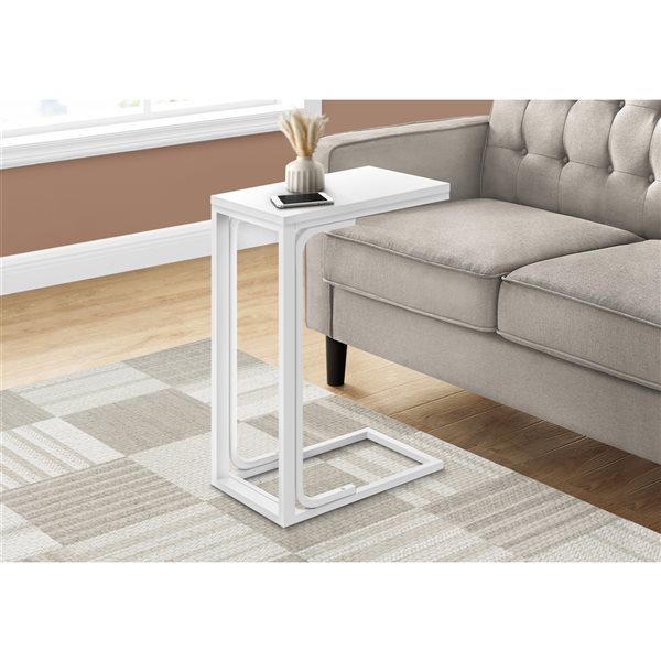 Table d'appoint rectangulaire en composite blanc par Monarch Specialties de 16 po