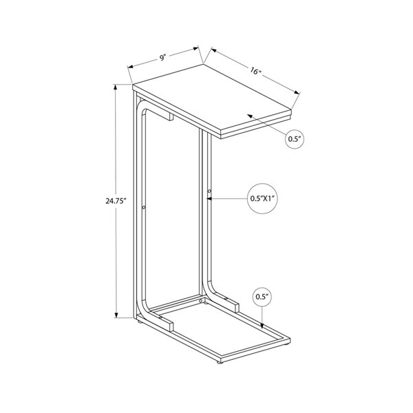 Table d'appoint rectangulaire en composite blanc par Monarch Specialties de 16 po