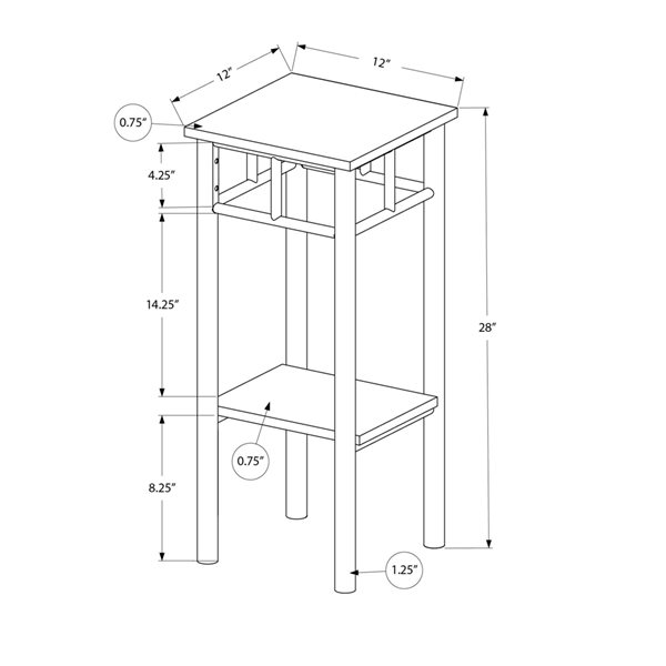 Monarch Specialties 12-in White Composite Square Accent Table