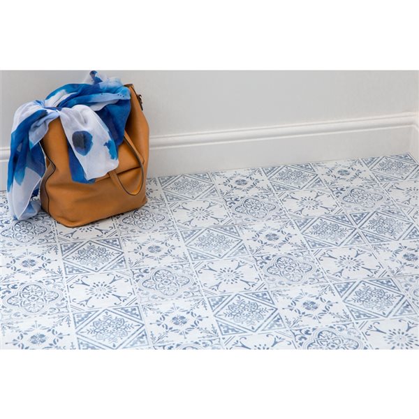 DC Fix White/Light Blue 12-in x 12-in Vinyl Floor Tile - 11-Pack