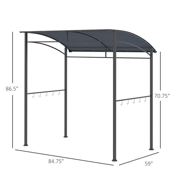 Outsunny 7-ft x 5-ft Dark Grey Iron BBQ Tent with Hooks