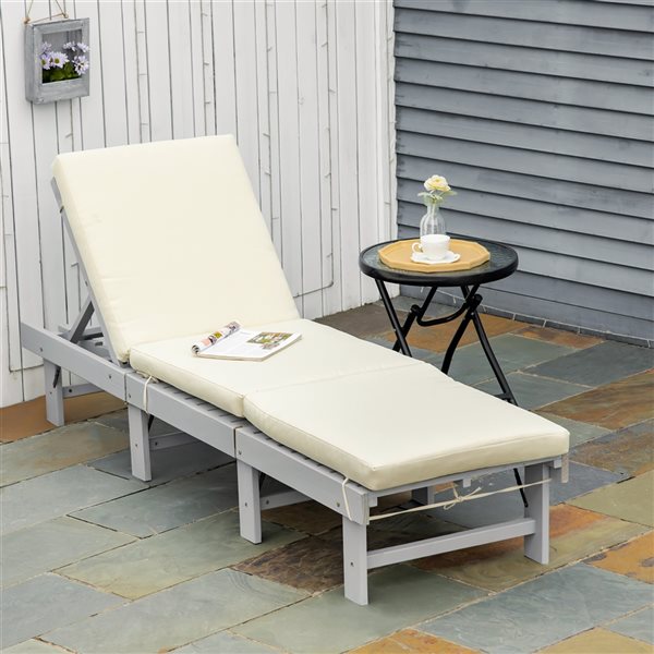 Chaise longue inclinable en bois par Outsunny, grise