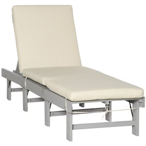 Chaise longue inclinable en bois par Outsunny, grise