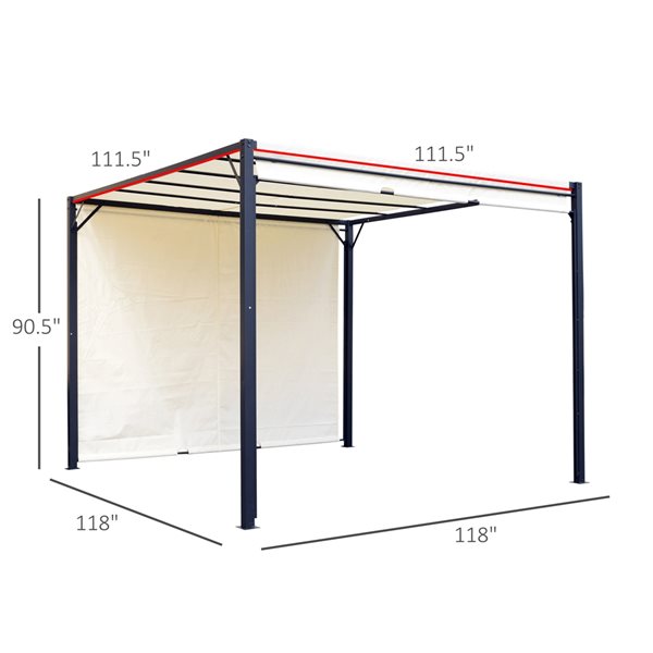 Outsunny 10-ft x 10-ft Outdoor Steel Retractable Pergola