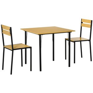 Ensemble de table de salle à manger 3 pièces jaunes par HOMCOM, table carrée avec 2 chaises