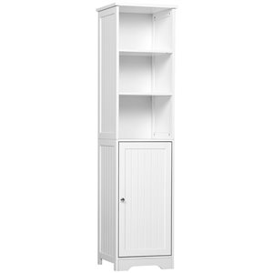 kleankin 63-in White Slim Freestanding Bathroom Floor Cabinet Tower Organizer
