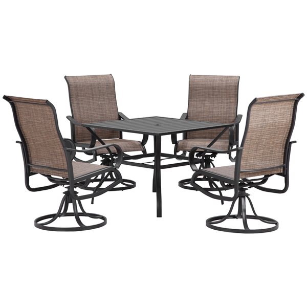 Outsunny 5-piece Brown Dining Patio Set with Umbrella Hole