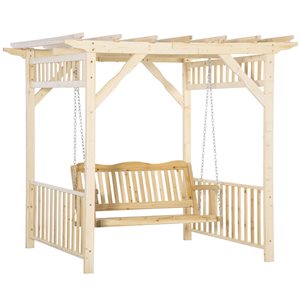 Outsunny 2-person Natural Wood Outdoor Swing