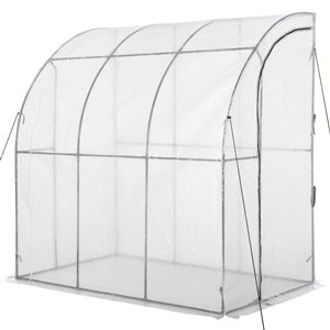 Outsunny Outdoor Medium 7-ft x 4-ft Plant Lean-to Hot House with UV-Resisant Cover - White